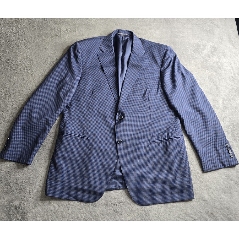 Canali 1934 Blazer Sportscoat Mens 46R Blue Plaid Italian Wool 2-Button